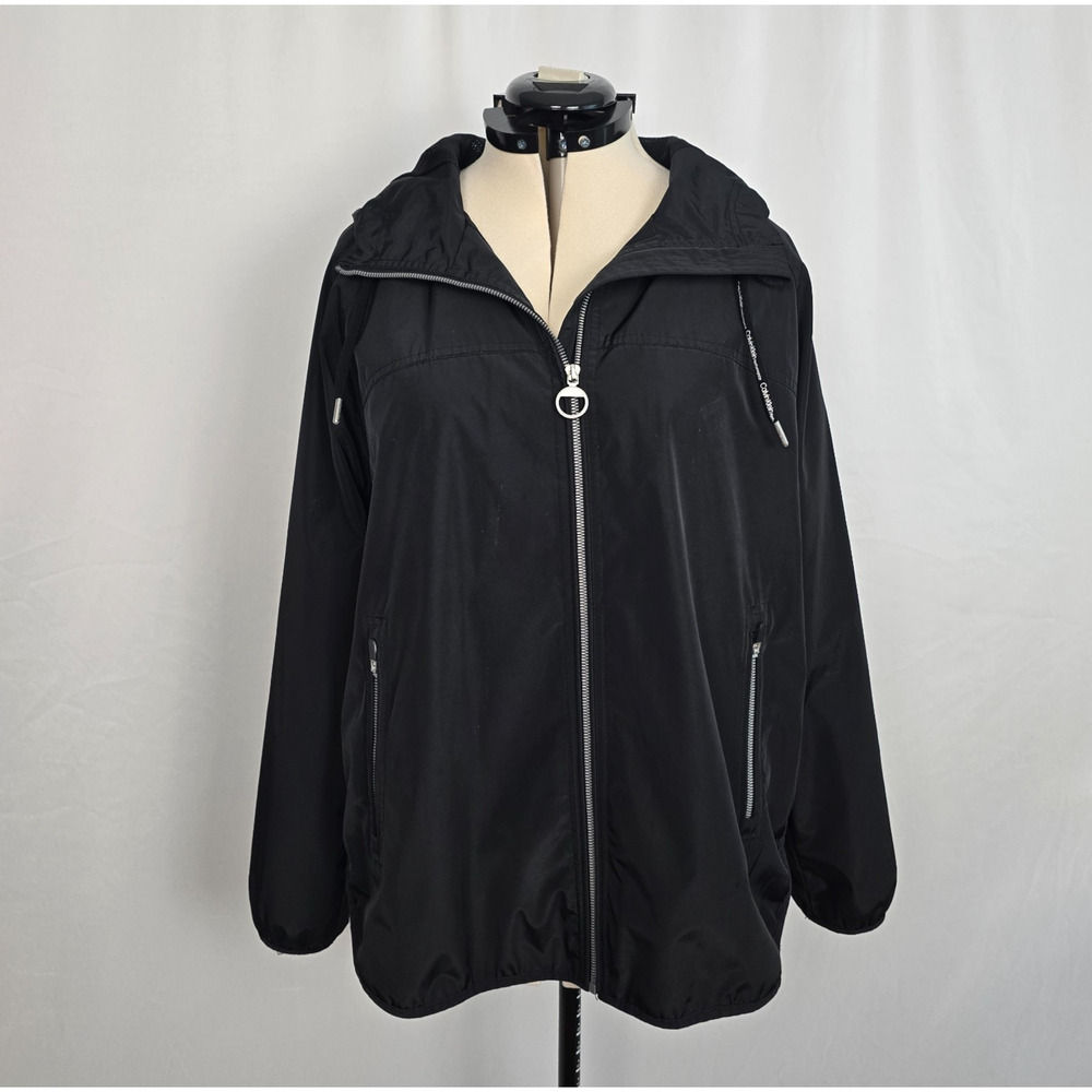 Calvin Klein Performance Activewear Jacket Women's XL Blue Water Repel Hooded
